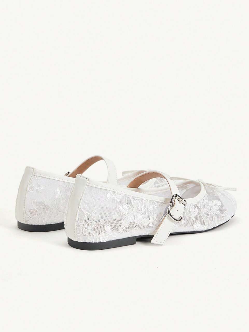 CUCCOO CHICEST Four Seasons New French Lace Embroidered Mary Jane Shoes Low Vamp Bow Flat Ballet Shoes Gentle Style Breathable Mesh Shoes Daily Party