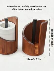 1pc 2026 New Wooden Tissue Box Holder - With Round Base, Suitable For Kitchen And Living Room Countertop, Modern Design (Brown) - Multicolor - View 4