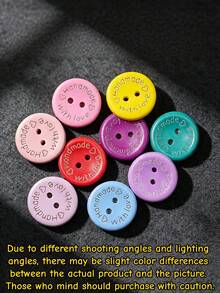 50/100/150/200pcs Mixed Color Round Wooden Buttons 20mm, 2-Hole Wood Buttons, Decorative Buttons For Shirt, Coat And Clothing, In Stock Available - multicolor - View 5