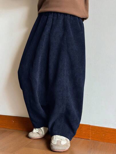 SHEIN Kids Young Boys Casual Corduroy Loose Fit Long Pants