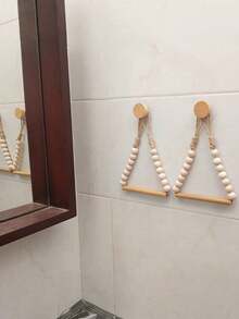 1/2pcs Rope Toilet Paper Holder No Drilling Wall Mounted Tissue Dispenser With Wooden Beads Hanging Paper Towel Rack For Bathroom Kitchen Christmas Stocking Fillers Holiday Gift Ideas Must Haves - View 10