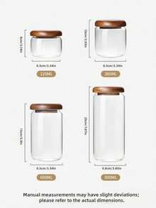 1Pc Glass Food Storage Containers With Airtight Wooden Lids, Glass Jars For Home & Office Use, Clear Glass Canisters For Tea, Coffee Beans, Nuts, Spices, Sugar, Overnight Oats, Cereal, Rice, Candy Storage - Clear - View 16
