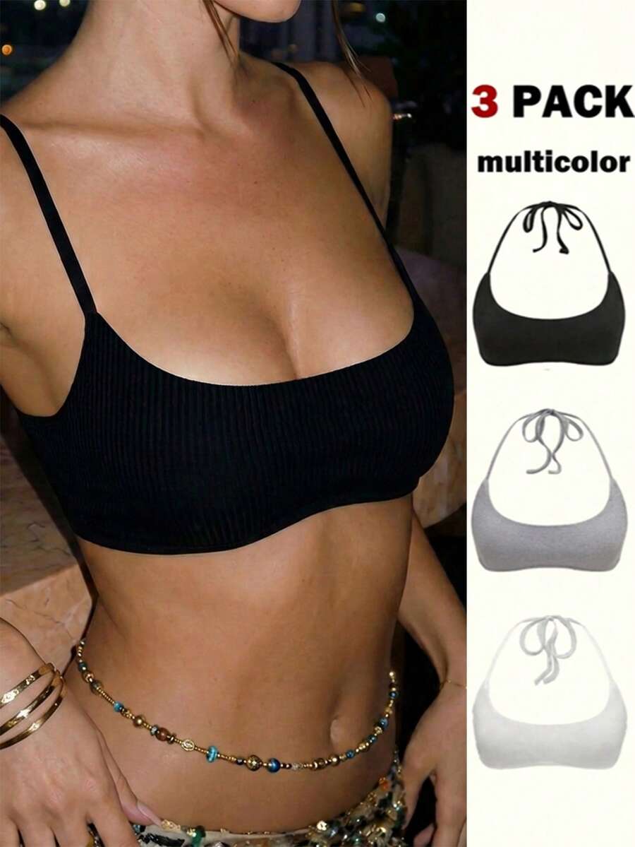 EgrlEra Sexy Solid Color Backless Halter Tank Top For Summer - Multicolor - View 1