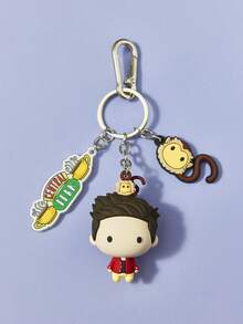 FRIENDS X POKOJA LAND 1 pieza Llavero creativo 3D de FRIENDS, colgante con encanto de personaje de mono lindo con detalles de dibujos animados divertidos, accesorio ligero y llamativo para llaves, mochilas y uso diario - Multicolor - Ver 4