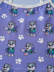 SHEIN | PAW Patrol Young Girl Cartoon Print Camisole & Shorts Lingerie Set - Purple - View 5