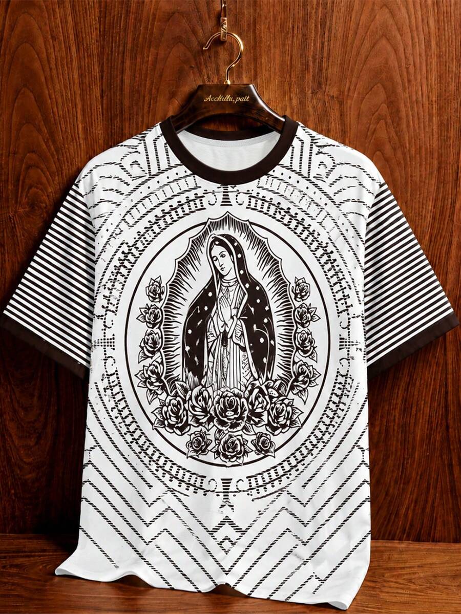 Aesthetic Post 男士花卉條紋印花足球球衣 T-shirt - 彩色 - 查看 1