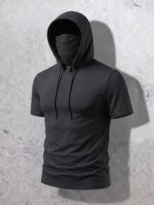Manfinity Homme Men's UV Protection Short Sleeve Hooded Surf Suit - Black - View 2
