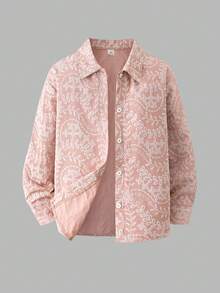 SHEIN 女孩 3 件套溫柔休閒套裝，淺粉色領口長袖襯衫配 3D 花卉刺繡，寬鬆落肩版型內搭純色吊帶背心，搭配飄逸白色寬腿褲，柔軟面料，適合春季出遊、上學、購物、日常約會等場合 - 粉色 - 查看 4