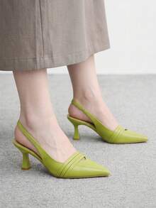 CUCCOO BIZCHIC 女款尖頭高跟鞋，通勤與日常穿著皆宜的多功能高跟鞋 - 果綠 - 查看 4