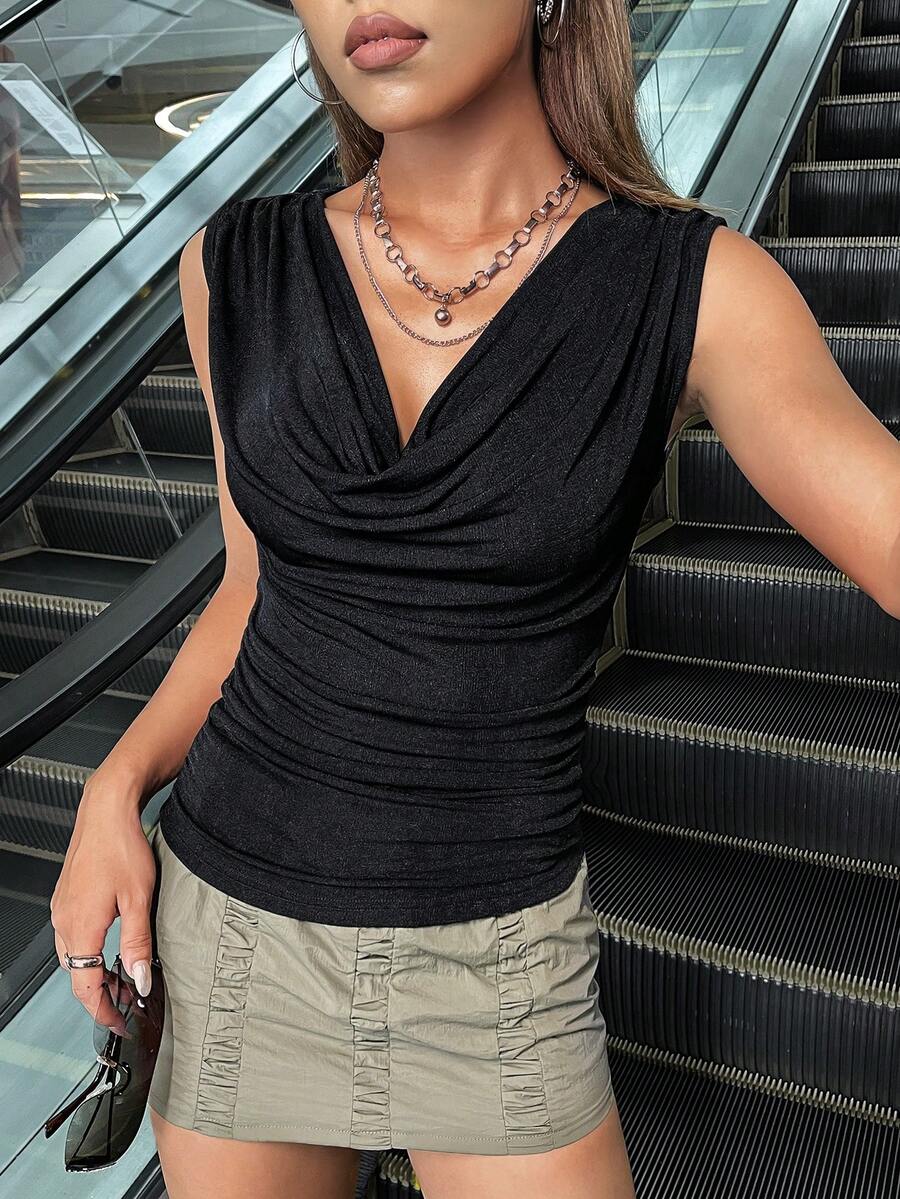 SHEIN ICON Top tank escote drapeado fruncido