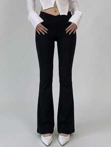 DAZY Women Solid Color High Waisted Skinny Leggings, Casual Everyday Wear,Fall Clothes Tights - Black - View 4