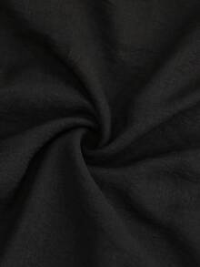 Velvienne Plus Size Women's Sleeveless Stand Collar Linen Texture Shirt, Versatile Slimming, Commute Essential - Black - View 5