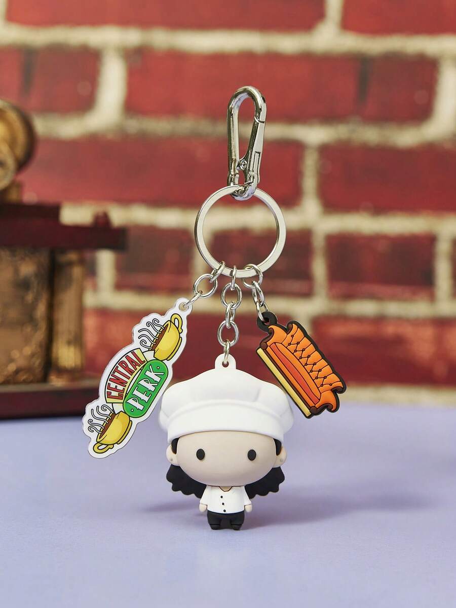 FRIENDS X POKOJA LAND FRIENDS 1pc 3D Creative Keychain Pendant, Cute Sofa And Cartoon Theme Design, Stereoscopic Character Detail, Lightweight Bag Charm & Key Holder Accessory For Daily Use And Gift Giving - Multicolor - View 1