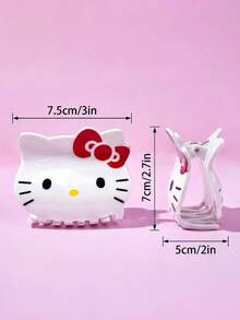 HELLO KITTY AND FRIENDS | Joivida 1個可愛貓咪造型壓克力髮夾，大尺寸女用，甜美少女風設計，強力抓髮造型。適合日常穿搭、旅行、派對、辦公室。週年紀念、生日或聖誕襪填充的獨特禮物 - 紅白色 - 查看 3