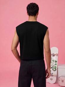 FROVYX Vintage Racing Style Rivet Metal Decor Black Cropped Tank Top, Suitable For Fashion-Forward Young People Seeking Individuality - Black - View 6
