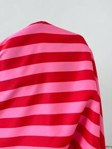 SHEIN EZwear 大尺碼休閒波西米亞風紅白配色長褲，適合度假、秋季穿著 - 彩色 - 查看 7