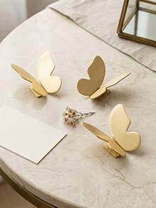 Cirelle 1pc Metal Butterfly Cabinet Knob, Brushed Gold Decorative Drawer Pull, Modern Minimalist Butterfly Handle For Wardrobe & Dresser - Yellow - View 4