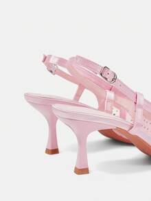 CUCCOO HITCHD Pointed Breathable Mesh Hollowed Out Fashion Temperament Versatile Sexy Fairy Wedding Banquet Pink High Heels - Pink - View 5