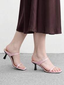 CUCCOO BIZCHIC Thin Heel Sandals, One-Line Design, Casual Dating Temperament Open-Toed Shoes - No. 17 pink. - View 6