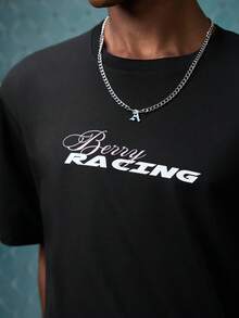 EVRINFINITE Zrgoth Men's Fashionable Versatile Racing Culture Element Print Short Sleeve T-Shirt - Black - View 6