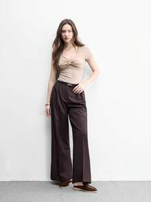 CUCCOO BIZCHIC 時尚百搭約會職場優雅休閒簡約舒適露跟便攜女款平底鞋 - 咖啡棕色,. - 查看 3