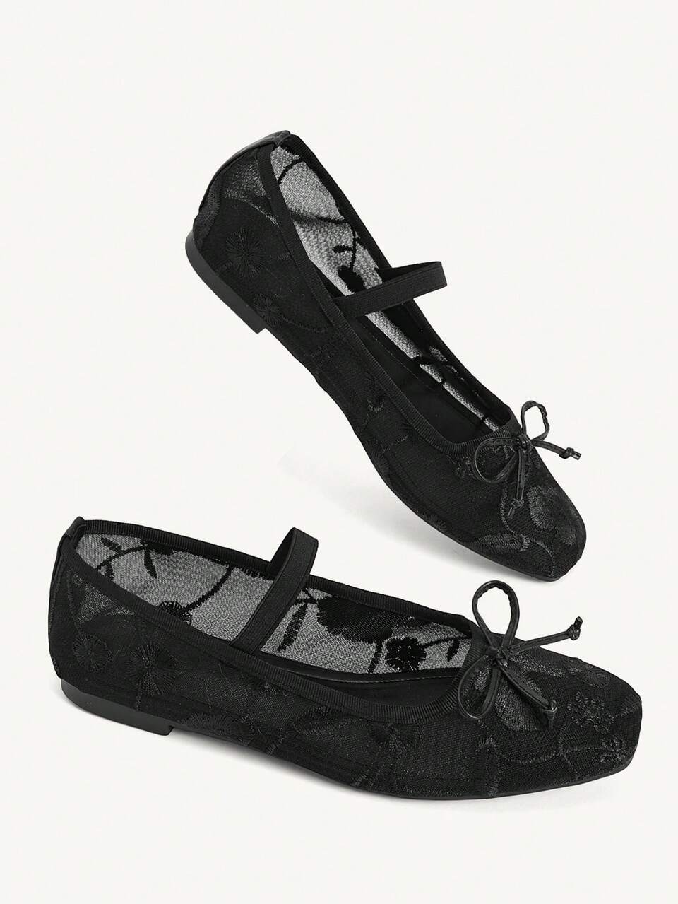 CUCCOO CHICEST Stylish Black Lace Mesh Women's Flat Shoes Fashionable And Breathable Cute Sweet Elegant Mary Jane Shoes Women's Shoes