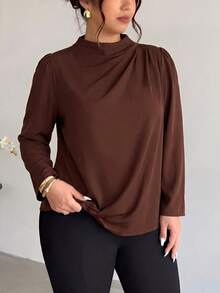 Firerie Elegant Traditional 1920s Office Formal Shoulder Ruffle Petal Sleeve Long Sleeve Brown Blouse Vintage Pullover Shirt Autumn Women Teachers' Day - Brown - View 7
