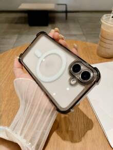 磁吸防震保護殼，適用於 iPhone 17/16/15/14/13 Pro Max，奢華四角防護保護套，支援無線充電 - 銀色 - 查看 4