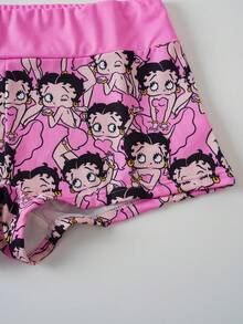 Betty Boop x SHEIN Women's Cartoon Print Casual Daily Hipster Panties - Pink - View 5