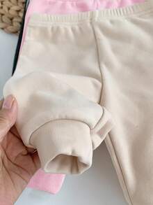 Celana Panjang Bayi Baru Lahir Musim Gugur/Dingin Lucu Serbaguna Kasual Warna Polos Pinggang Elastis 5pcs/Pack Netral - Baby Pink - View 4