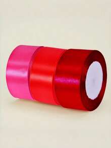 3pcs/Pack, 22m Long 4cm Wide Satin Ribbon, ForHoliday Gifts, Wedding Decor, DIY Crafts, Bows,Headbands, Back To School Valentine Day - Multicolor - View 18