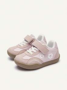 Cozy Pixies Four Seasons Simple Versatile Design Flower Embroidery Fun Pattern Comfortable Non-Slip Pastoral Soft Sole Baby Girl Flat Bottom Children's Sneakers - Pink - View 3