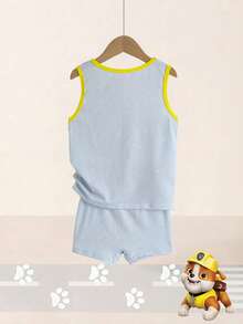 SHEIN | PAW Patrol Young Boy Cartoon Print Tank Top And Shorts - Light Grey - View 2
