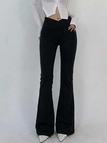 DAZY Women Solid Color High Waisted Skinny Leggings, Casual Everyday Wear,Fall Clothes Tights - Black - View 5