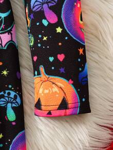 Kids Tween Girls Casual Single Piece Fun Halloween Pattern Knit Dress, Autumn/Winter Season, Halloween Girls Dress - Black - View 4