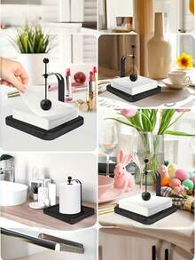 1 Peça Suporte de Guardanapo em Formato de L Pesado e Resistente Preto Antiderrapante Estável e Firme Base Antiderrapante para Mesa de Cozinha Café Escritório Decoração Doméstica Restaurante Estilo Rústico Fazenda Organizador Moderno - Multicolorido - Visão 3