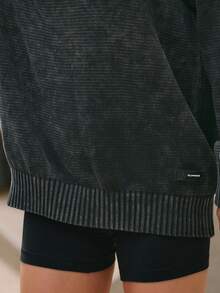 GLOWMODE X Deathly Hollows Relaxed Rib Knit Faded Wash Sweater Pakaian Kasual Sehari-hari Musim Panas - Dark Grey - View 4
