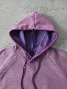 ROMWE MEN Street Life Men's Streetwear Gradient Color Long Sleeve Drawstring Pocket Hooded Sweatshirt - Purple - View 3