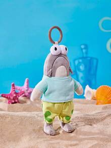 SpongeBob SquarePants | POKOJA LAND 1個 X POKOJA LAND 3D 絨毛吊飾鑰匙圈，灰色魚形，可愛獨特設計，可掛在包包、鑰匙、書包上，適合所有年齡層，生日或週年紀念的酷禮物 - 灰色 - 查看 6