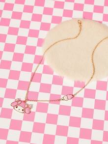 HELLO KITTY AND FRIENDS | SHEIN Nouveau pendentif de poupée nœud mignon de dessin animé créatif, collier exquis 1 pièce, convient pour diverses fêtes, concerts, festivals, cadeau parfait - Doré - Voir 1