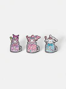 HELLO KITTY AND FRIENDS | SHEIN 3 Buah Bros Enamel Lembut Bergambar Kartun - MultiWarna - View 6