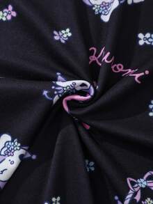 HELLO KITTY AND FRIENDS | SHEIN Tween Girl Cartoon Print Spaghetti Strap Dress - Black - View 6