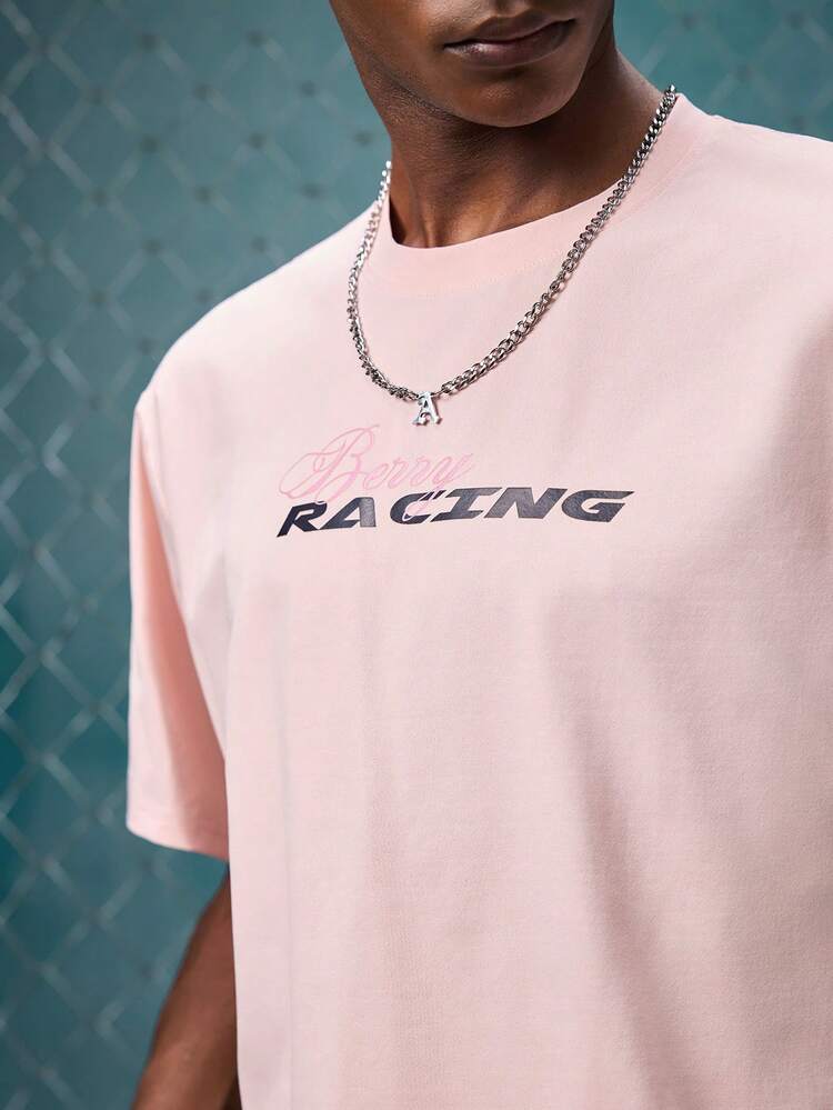 EVRINFINITE Zrgoth Men's Fashionable Versatile Racing Culture Graphic Print Short Sleeve T-Shirt - Pink - View 6
