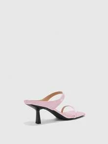 CUCCOO BIZCHIC Thin Heel Sandals, One-Line Design, Casual Dating Temperament Open-Toed Shoes - No. 17 pink. - View 9