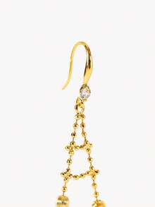 Opalesca Fashion Triangular Fringed Ladies Ear Hanging - Gold - View 8