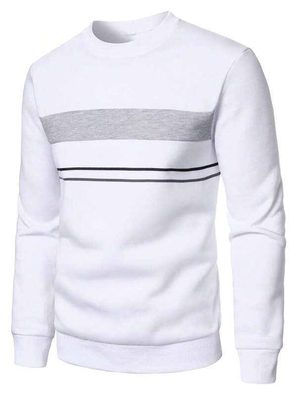 Manfinity Homme Sweatshirt de manga comprida às riscas para homem, tamanho grande, estilo fashion