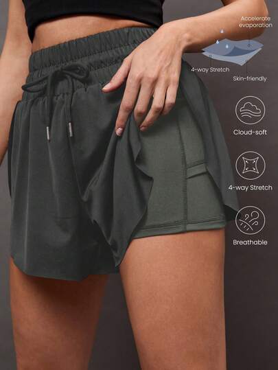 Activina Women's Solid Color Drawstring Waist Casual Versatile Daily Pickleball Tennis Shorts Running Yoga StudioTennis Gym Indoor Outdoor Active Daily Fitness