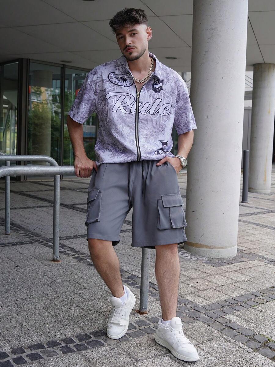 LEOGASHI LEOGASHI 男士时尚宽松工装短裤