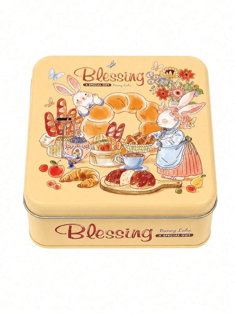 Joivida Square Tinplate Dry Box, Cute Cartoon Animal Birthday Gift Box Iron Box With Hand Gift Box, Bonnie Rabbit Food Packaging Box, Cute Birthday Gift Packaging Box , Suitable For Birthday Parties, Weddings, Graduation Ceremonies, Holiday Gift Packaging. - Multicolor - View 10