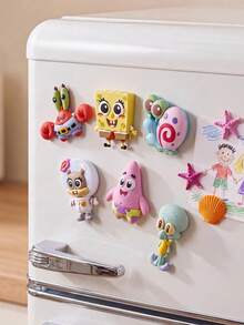 SpongeBob SquarePants | POKOJA LAND 3/4/6入組可愛卡通動物造型冰箱磁鐵組，有趣多彩設計，強磁吸附，可愛廚房家居裝飾，適用於冰箱、辦公室白板、學校置物櫃，亦適合週年、生日或節日的趣味個性化禮物 - 均碼 - 查看 2